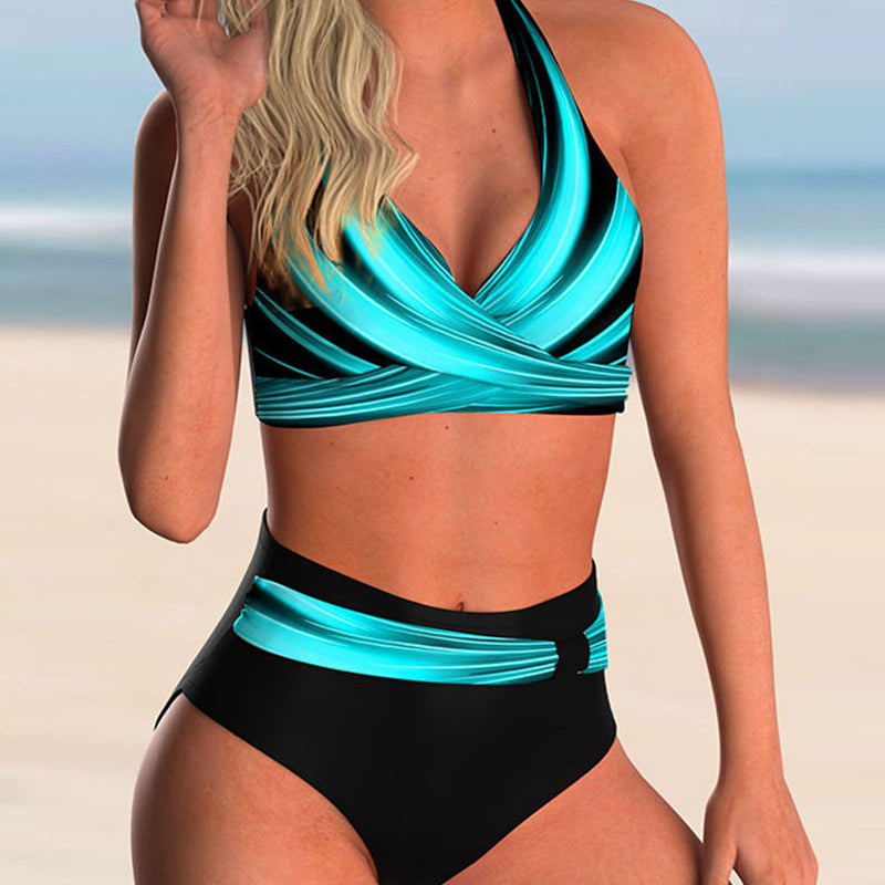 Liliana - Zestaw Bikini z Krzyżowym Dekoltem i Wzorem