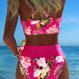 Lorraine - Bikini z kontrastowym wzorem kwiatowym i rozcięciem