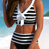Victoire - Bikini w paski z wysokim stanem