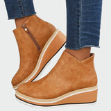 Oliwia skórzane botki ortopedyczne na platformie, kolor: brązowy, ujęcie 2