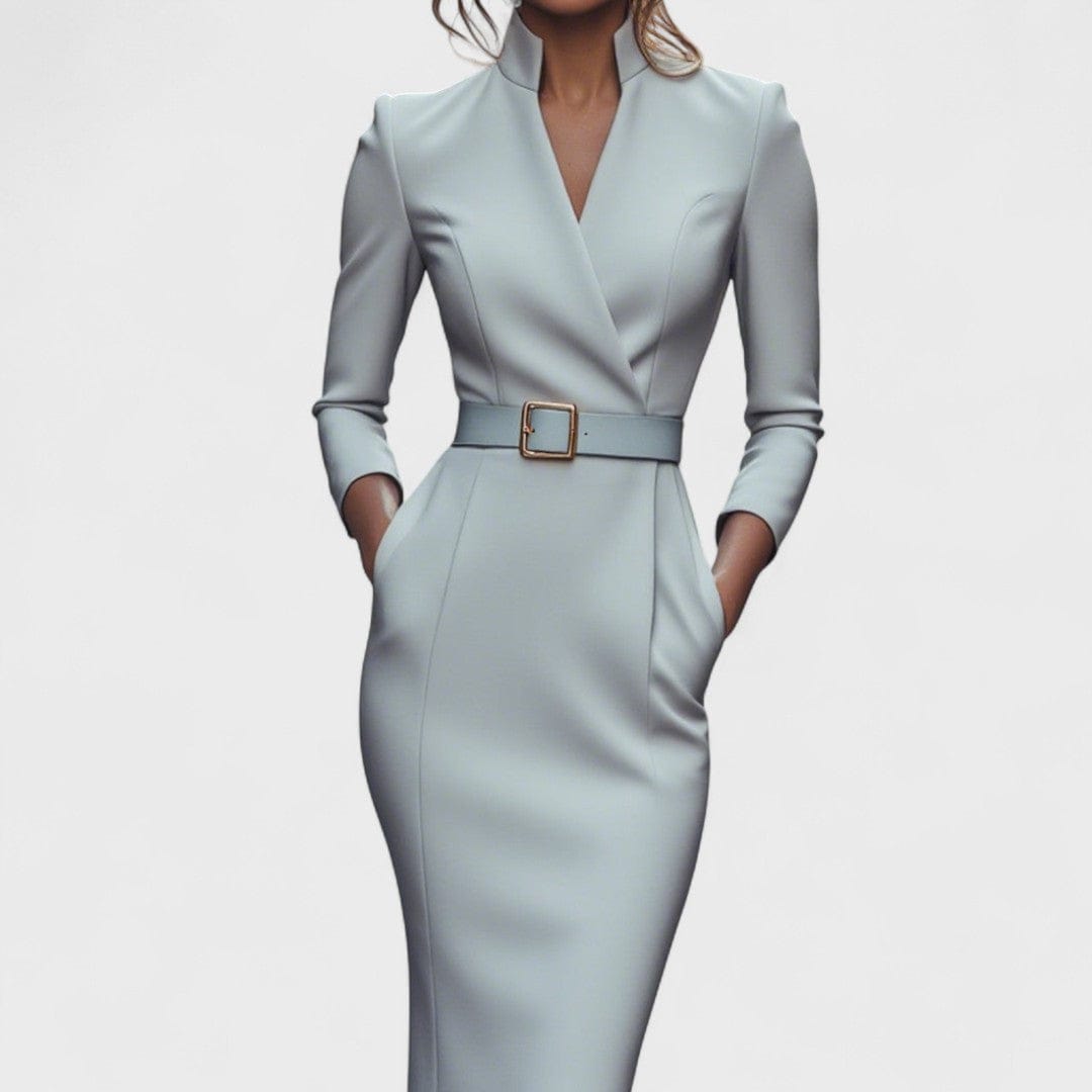 Marianna - Elegancka Czarna Sukienka com paskiem