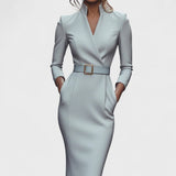 Marianna - Elegancka Czarna Sukienka com paskiem