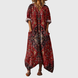 Maxi Sukienka z Kolorowym Wzorem