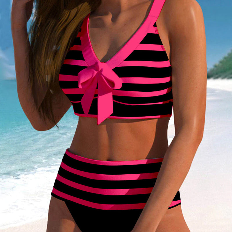Wiktoria - Bikini w paski z wysokim stanem