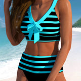 Victoire - Bikini w paski z wysokim stanem
