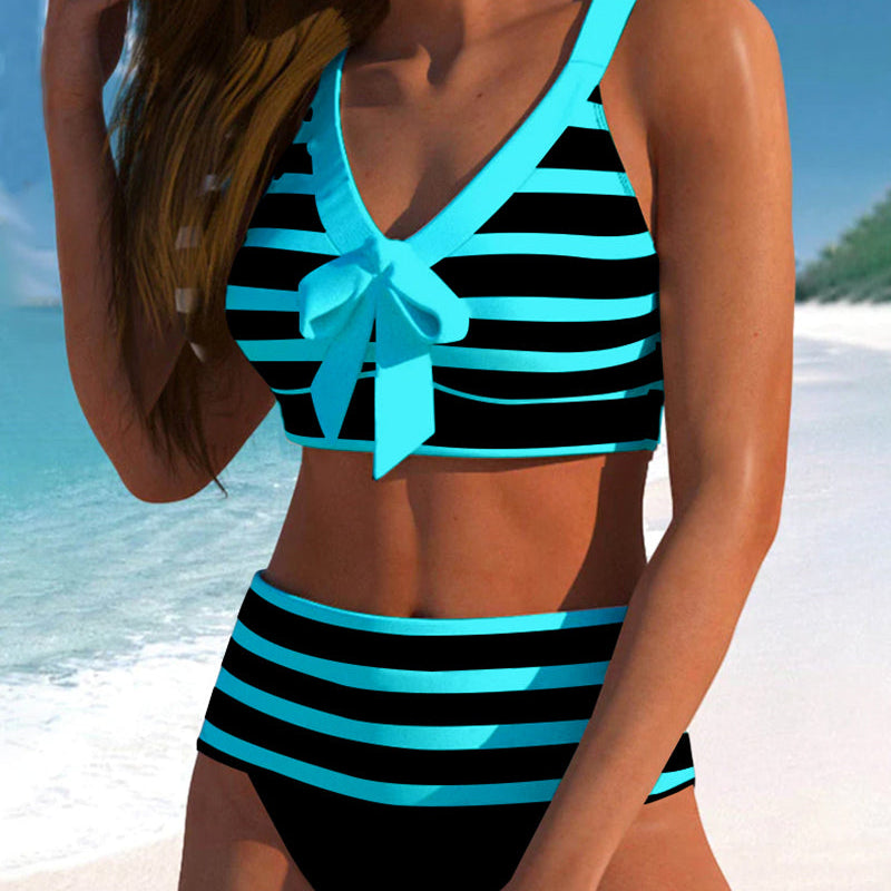 Wiktoria - Bikini w paski z wysokim stanem
