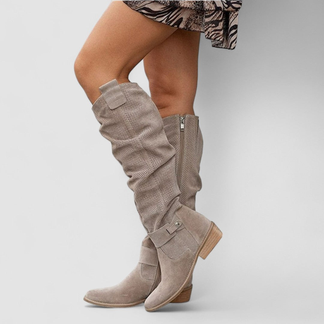 Waleria ortopedyczne botki damskie w stylu western, kolor: khaki, ujęcie 3