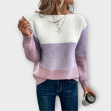Klara - Elegancki sweter patchwork em trzech kolorach