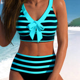 Victoire - Bikini w paski z wysokim stanem