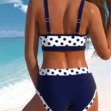 Élisabeth - Bikini Wysoki Stan w Groszki z Designem Patchwork