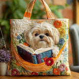 Torba ręcznie szyta - Shih Tzu i książki