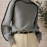 Bożena - Elegancki Sweter z Wysokim Kołnierzem