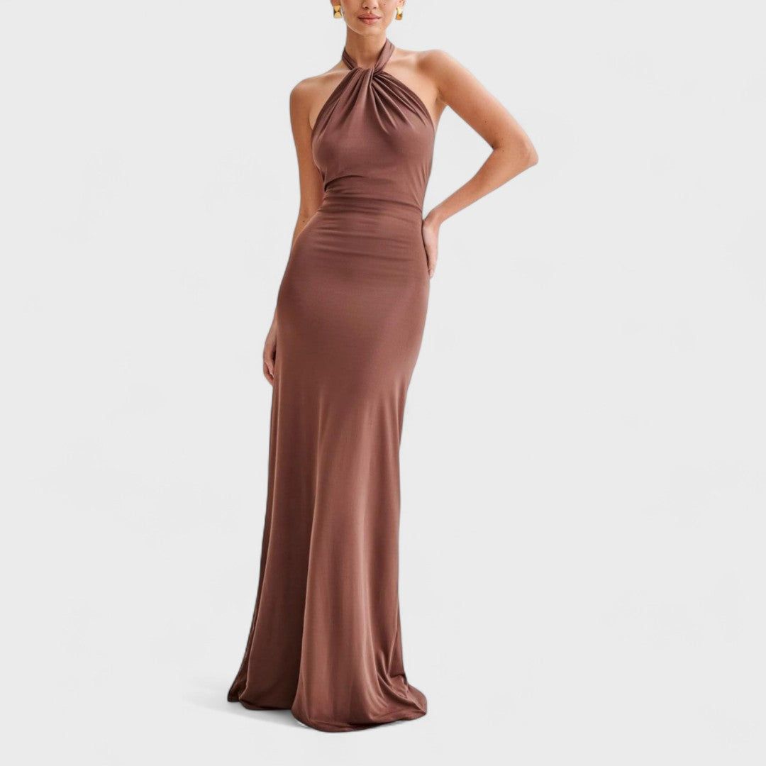 Klara - Sukienka curvy z jedwabiu com dekoltem
