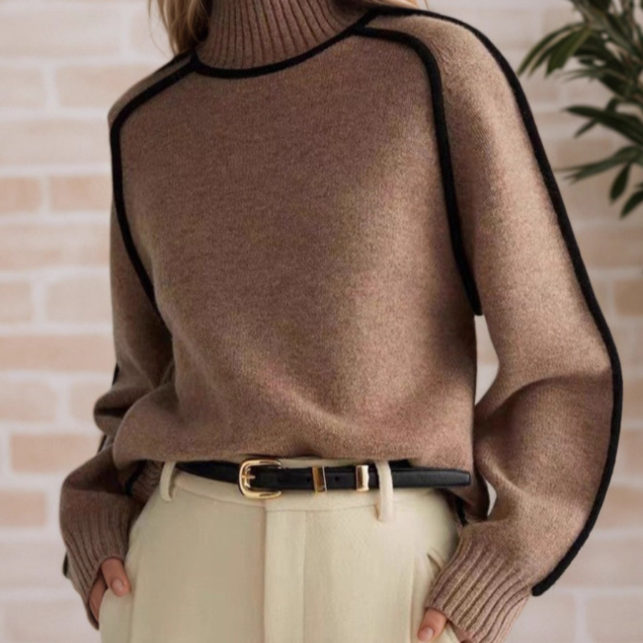 Bożena - Elegancki Sweter z Wysokim Kołnierzem