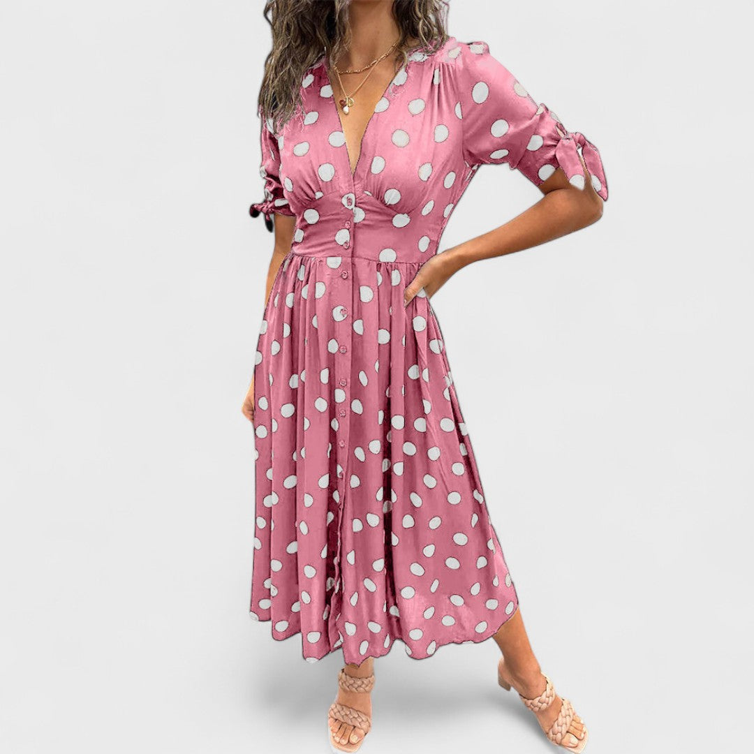 Monika - Elegancka Sukienka em Kropki