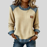 Hana | Sweter Waffle w Stylu Patchwork