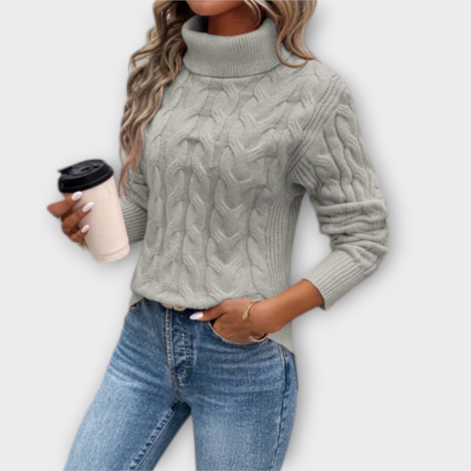 Amelia - Elegancki Sweter z Wysokim Kołnierzem