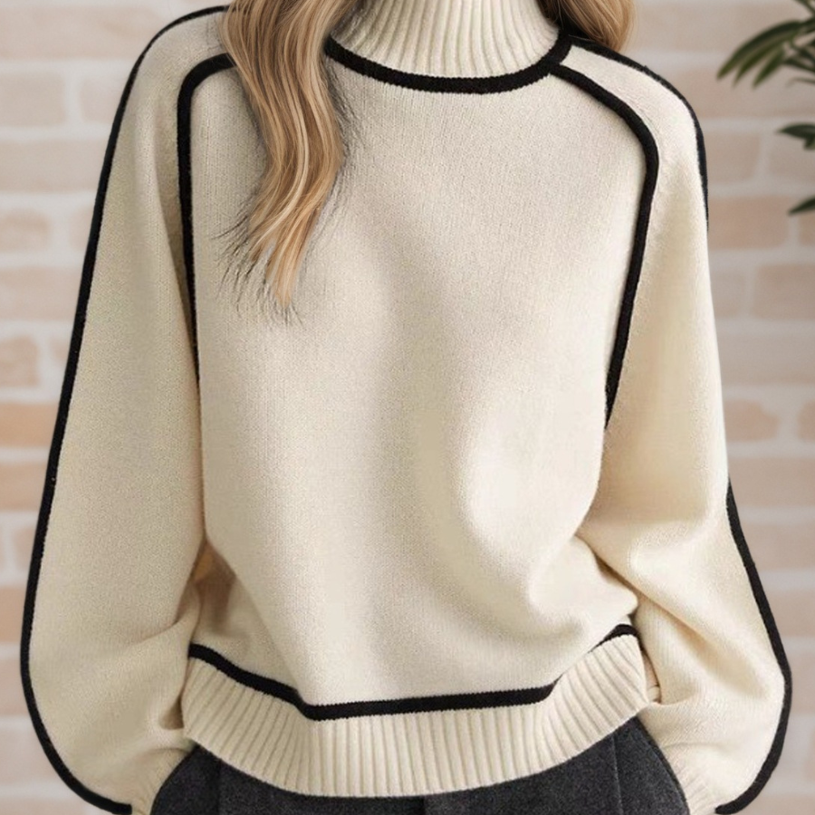 Bożena - Elegancki Sweter z Wysokim Kołnierzem