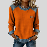 Hana | Sweter Waffle w Stylu Patchwork