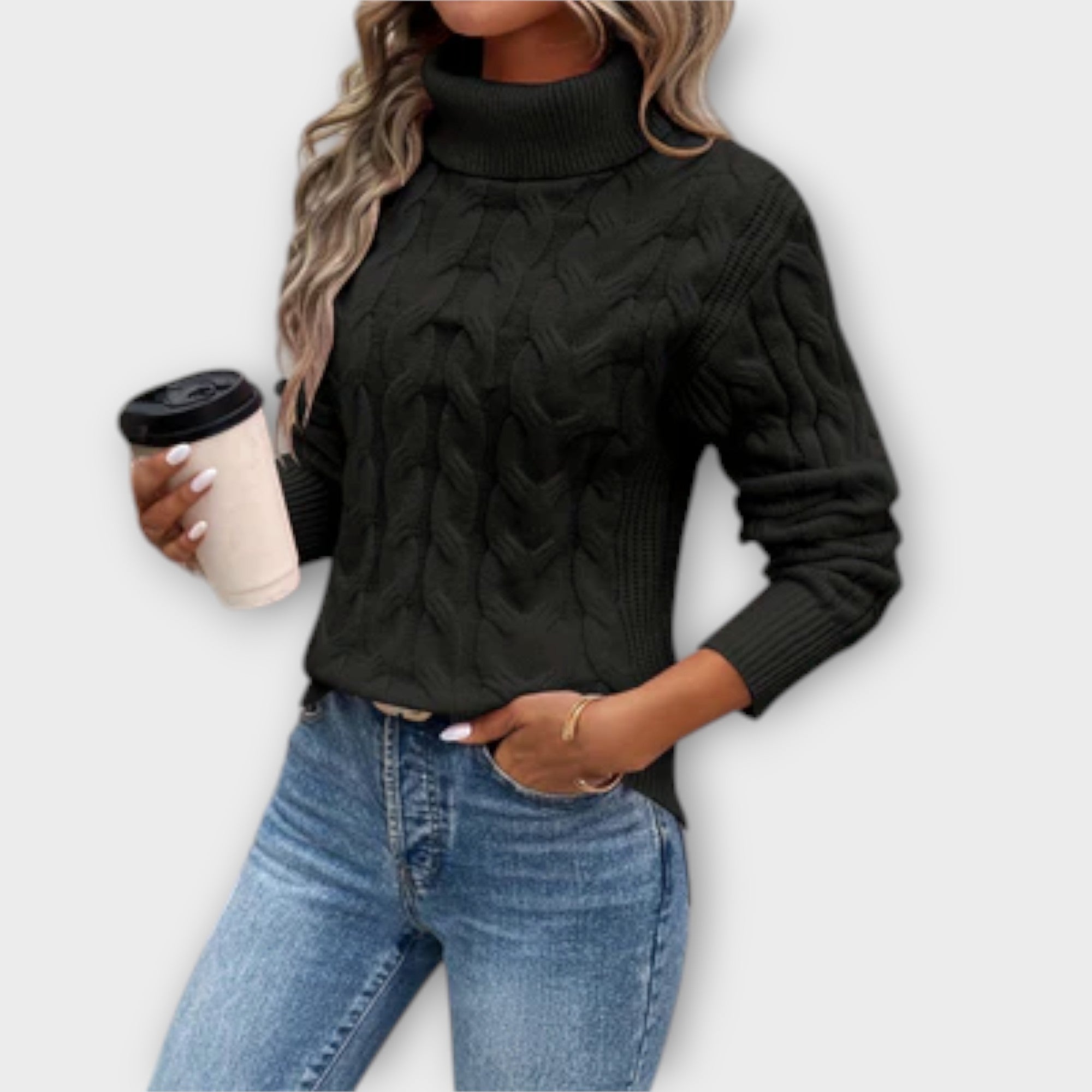Amelia - Elegancki Sweter z Wysokim Kołnierzem