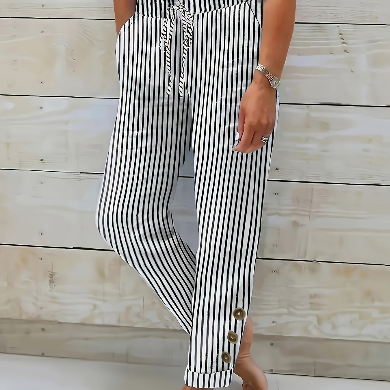 Grażyna - Spodnie w Paski Casual
