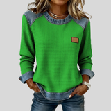 Hana | Sweter Waffle w Stylu Patchwork