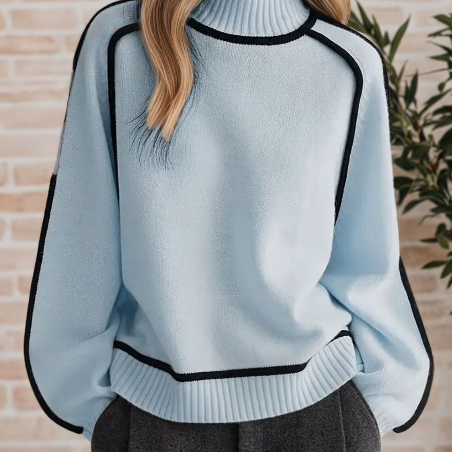 Bożena - Elegancki Sweter z Wysokim Kołnierzem
