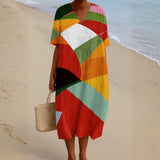 Danielle - Kolorowa Sukienka w Patchwork