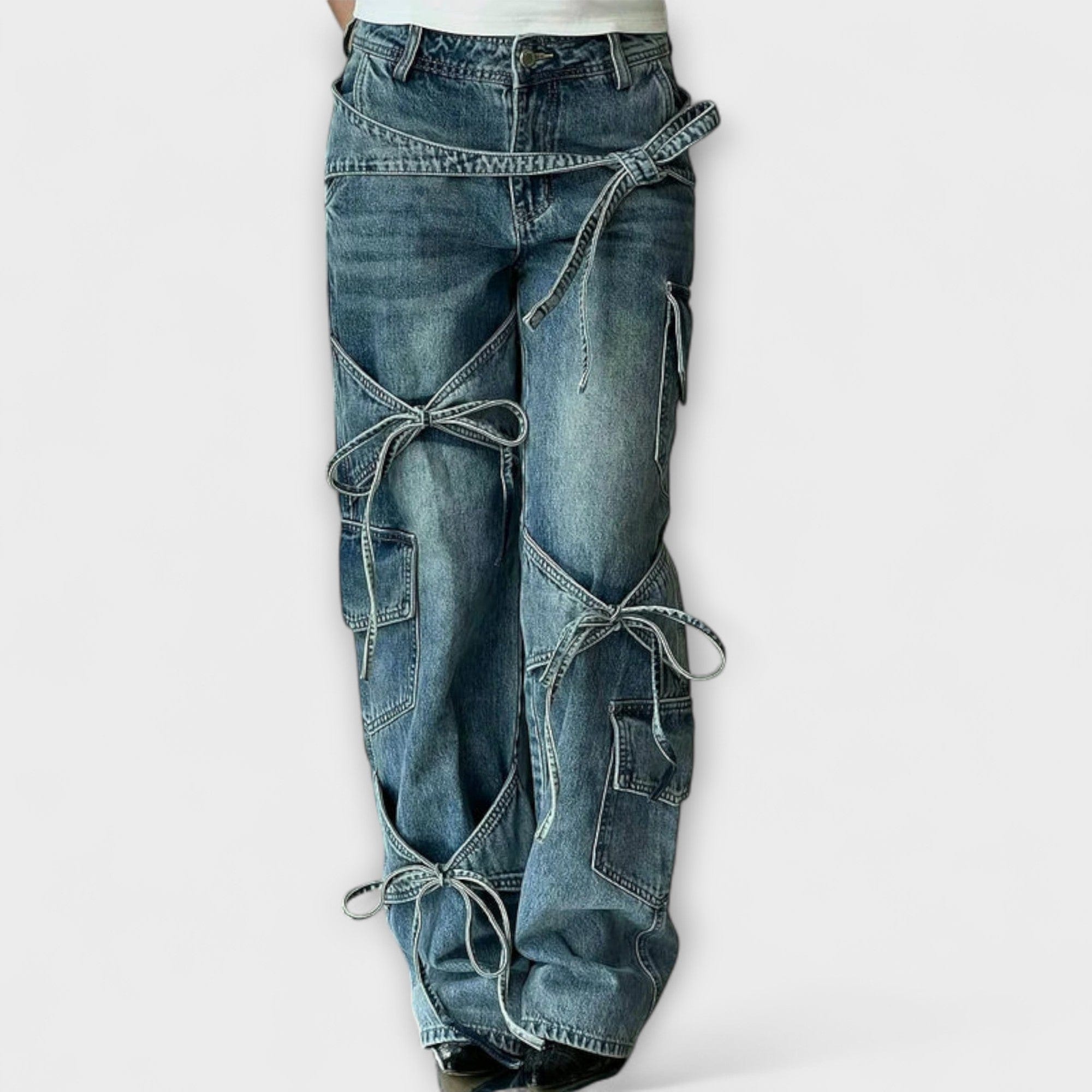 Paloma - Jeans em Denimu com Detalem Węzła