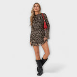 Coralie - Sukienka z dzianiny w leopardzi wzór