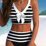 Victoire - Bikini w paski z wysokim stanem