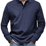 Aart | Marineblauwe polo met lange mouwen