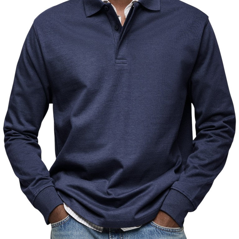 Aart | Marineblauwe polo met lange mouwen