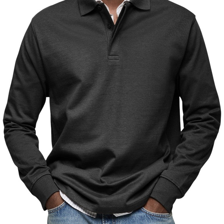 Aart | Marineblauwe polo met lange mouwen