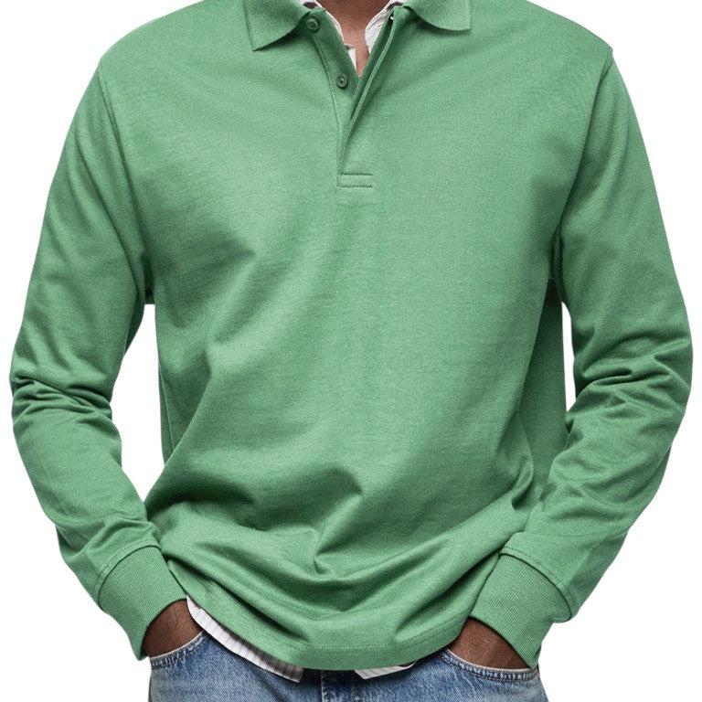 Aart | Marineblauwe polo met lange mouwen