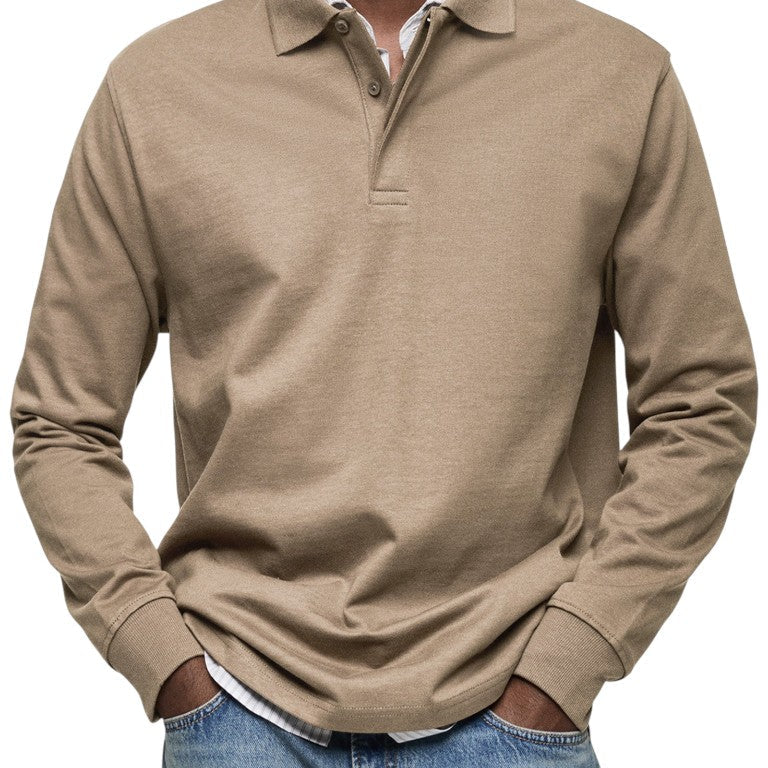 Aart | Marineblauwe polo met lange mouwen