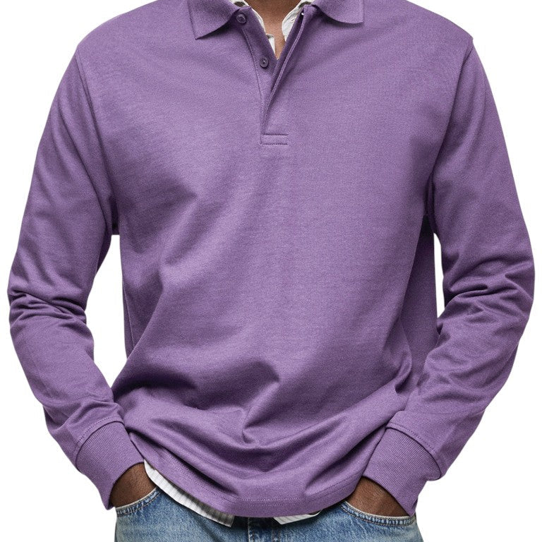 Aart | Marineblauwe polo met lange mouwen