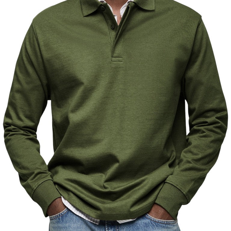 Aart | Marineblauwe polo met lange mouwen