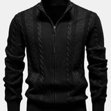 Abel | Jacquard kabeltrui met opstaande kraag en rits