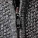 Abel | Jacquard kabeltrui met opstaande kraag en rits