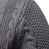 Abel | Jacquard kabeltrui met opstaande kraag en rits