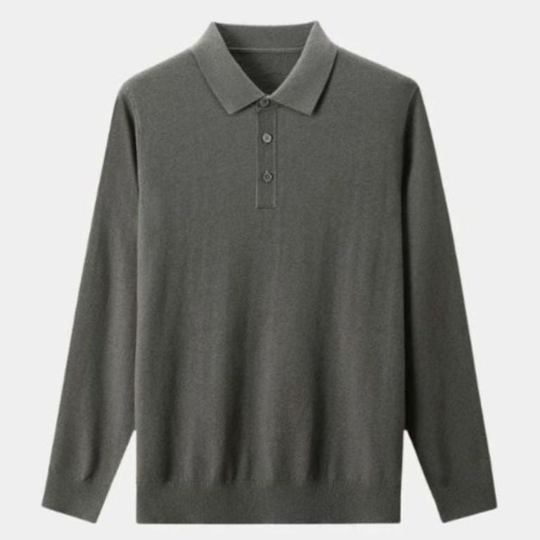 Albert | Grijze polo met lange mouwen