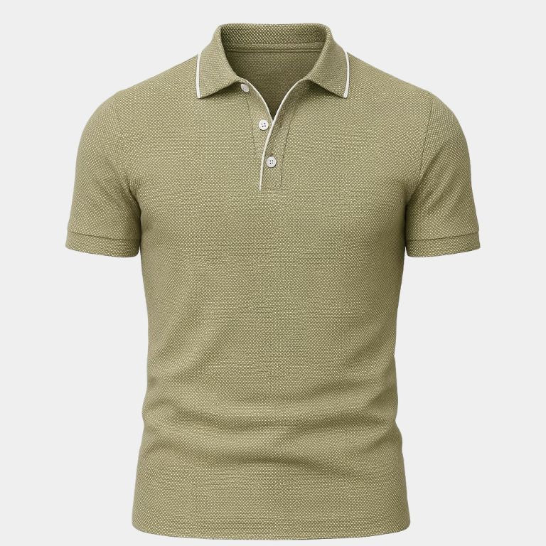 Alexander | Blauwe polo met contrastbies