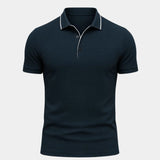 Alexander | Blauwe polo met contrastbies