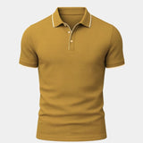 Alexander | Blauwe polo met contrastbies