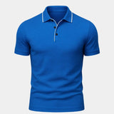 Alexander | Blauwe polo met contrastbies