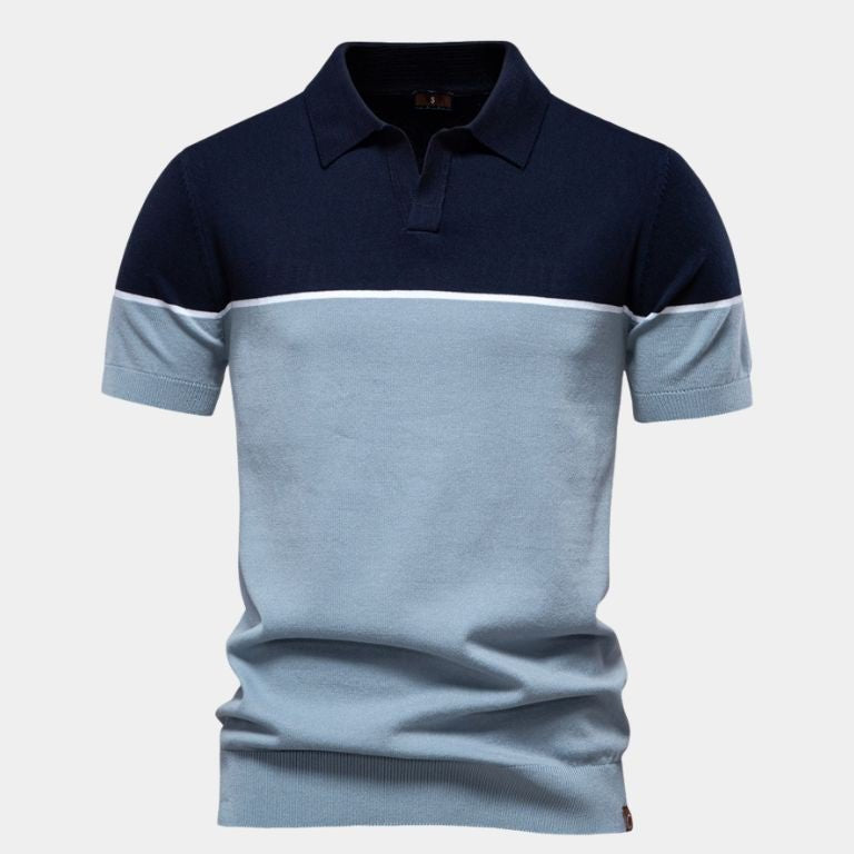 Arjan | Polo met zwart-camel kleurvlakken