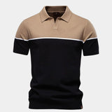 Arjan | Polo met zwart-camel kleurvlakken
