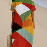 Danielle - Kolorowa Sukienka w Patchwork