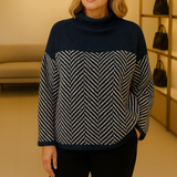 Barbara - Sweter z Bawełny z Wysokim Kołnierzem